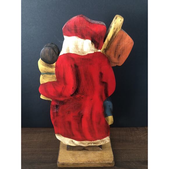 Signed & Numbered Santa Claus Hand painted Wood Folk Art Primitive Christmas VTG - Picture 3 of 4